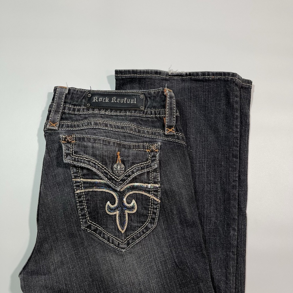 Rock‎ Revival Black Gwen Easy Bootcut Jeans Size 32 (35x33)